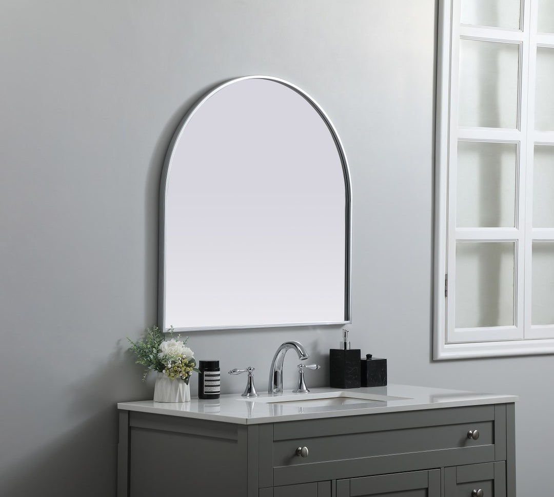 Metal Frame Arch Mirror 30X30 Inch In Silver