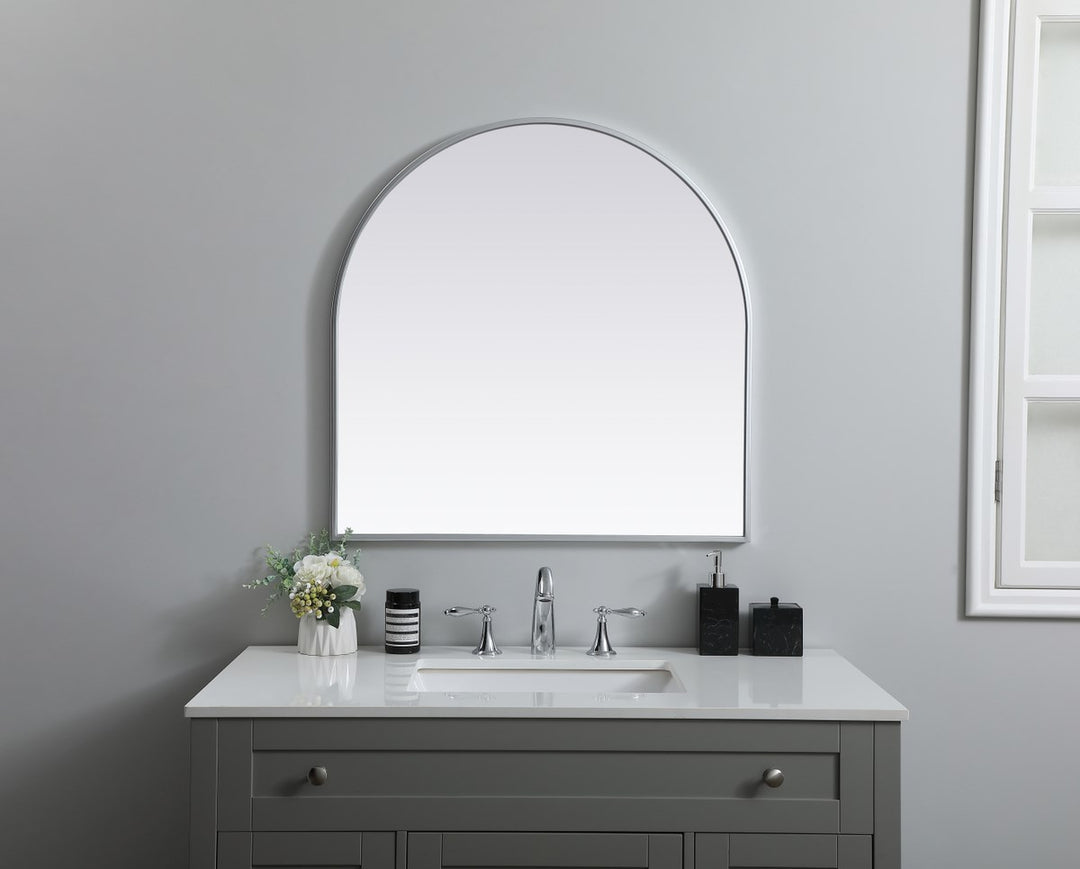 Metal Frame Arch Mirror 30X30 Inch In Silver