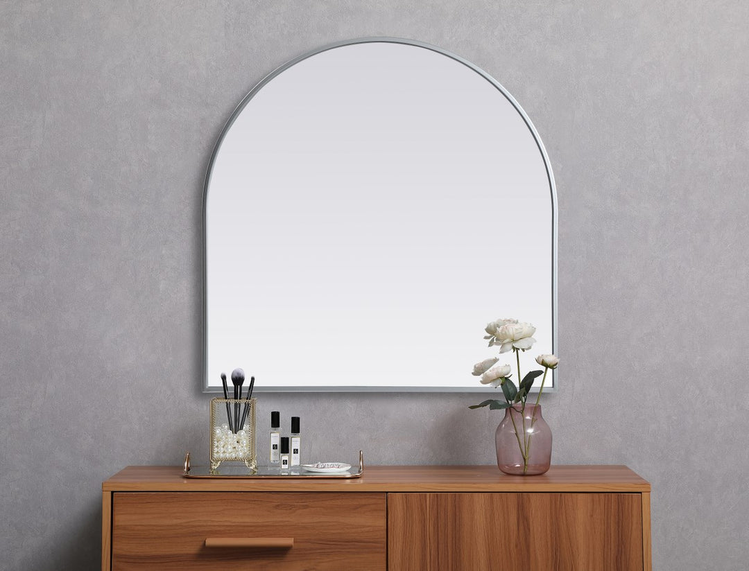 Metal Frame Arch Mirror 30X30 Inch In Silver