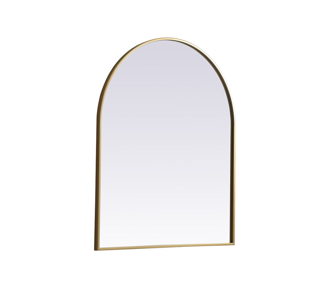 Metal Frame Arch Mirror 30X36 Inch In Brass