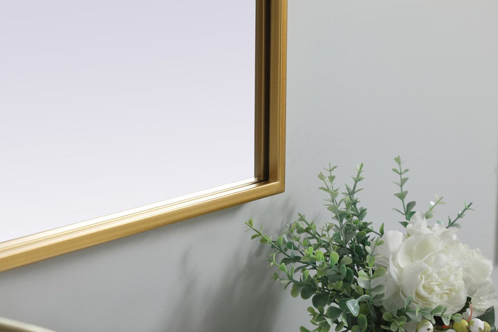 Metal Frame Arch Mirror 30X36 Inch In Brass