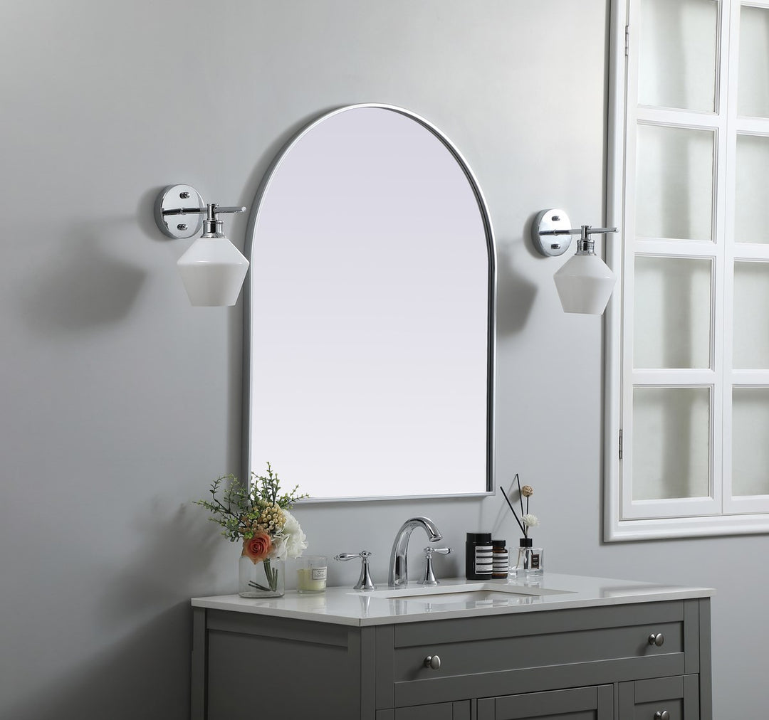 Metal Frame Arch Mirror 30X36 Inch In Silver