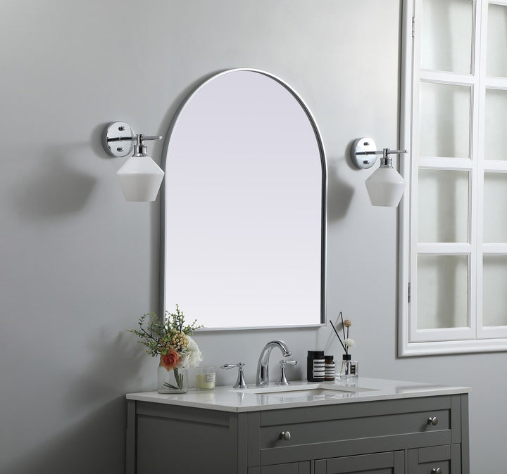 Metal Frame Arch Mirror 30X36 Inch In Silver
