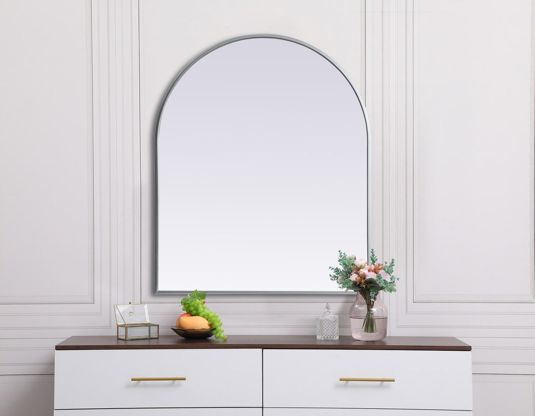 Metal Frame Arch Mirror 30X36 Inch In Silver