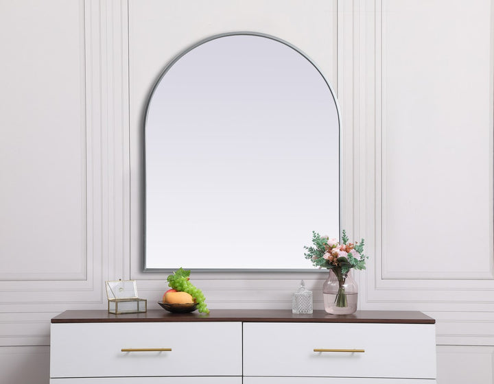Metal Frame Arch Mirror 30X36 Inch In Silver