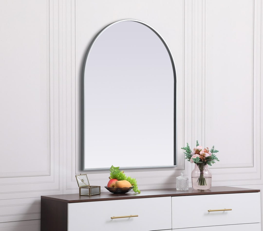Metal Frame Arch Mirror 30X36 Inch In Silver