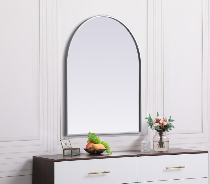 Metal Frame Arch Mirror 30X36 Inch In Silver