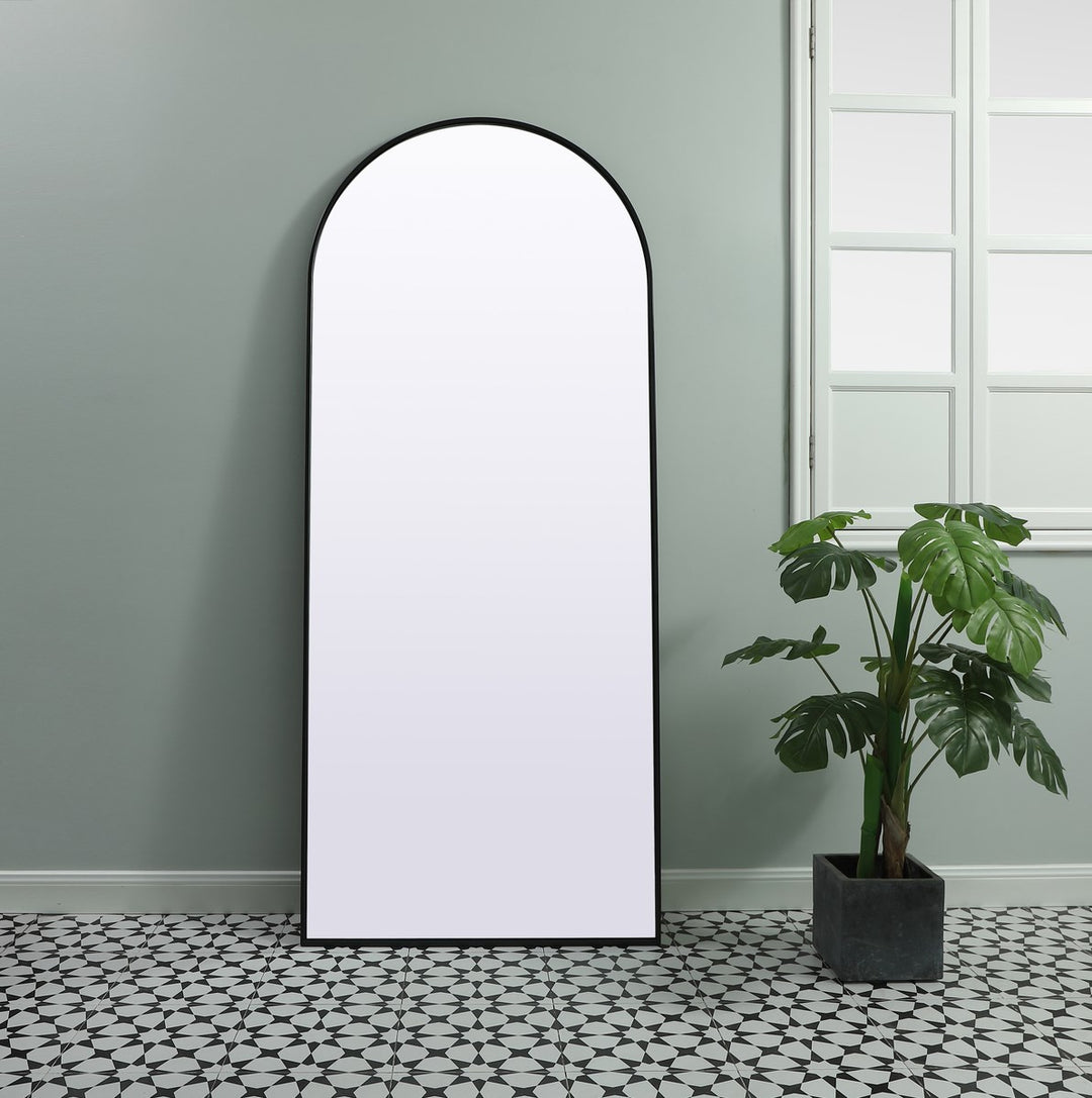 Metal Frame Arch Full Length Mirror 32X76 Inch In Black