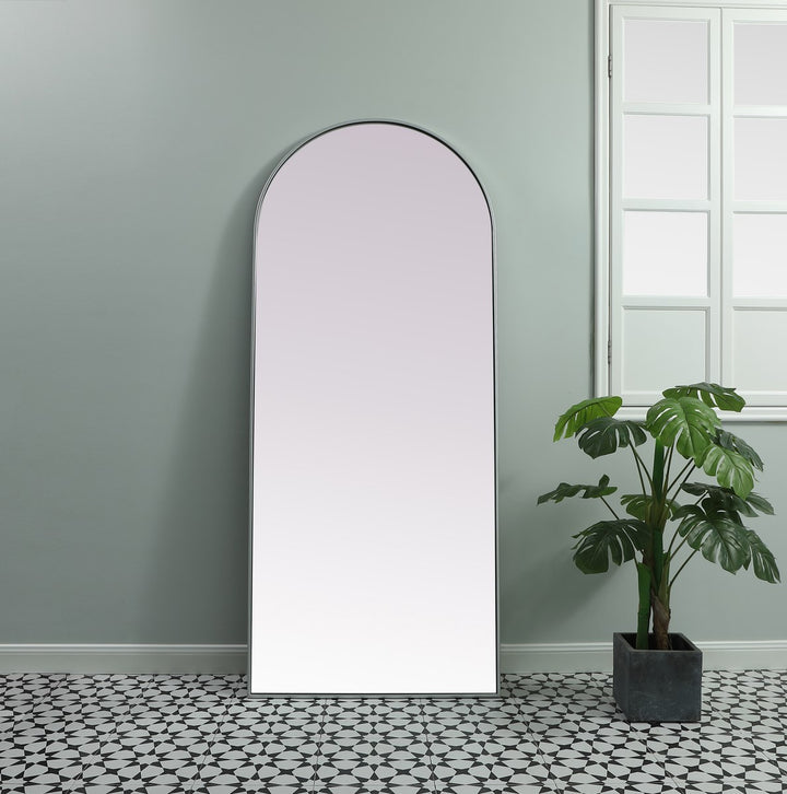 Metal Frame Arch Full Length Mirror 32X76 Inch In Silver