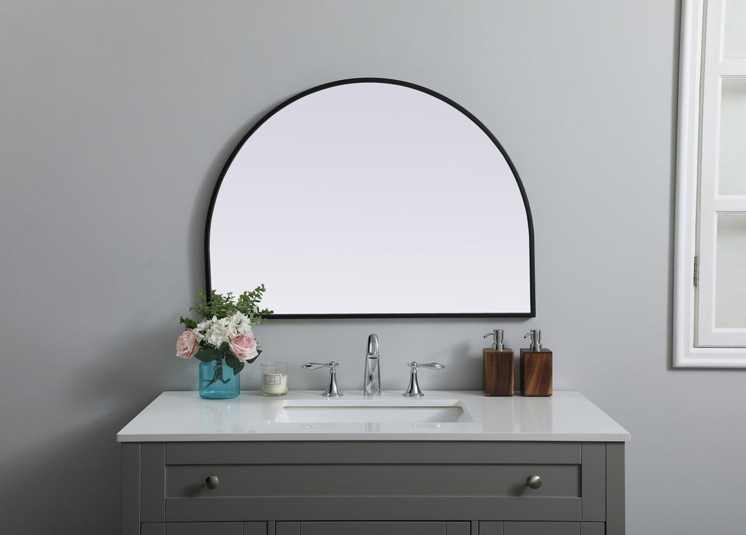 Metal Frame Arch Mirror 33X24 Inch In Black
