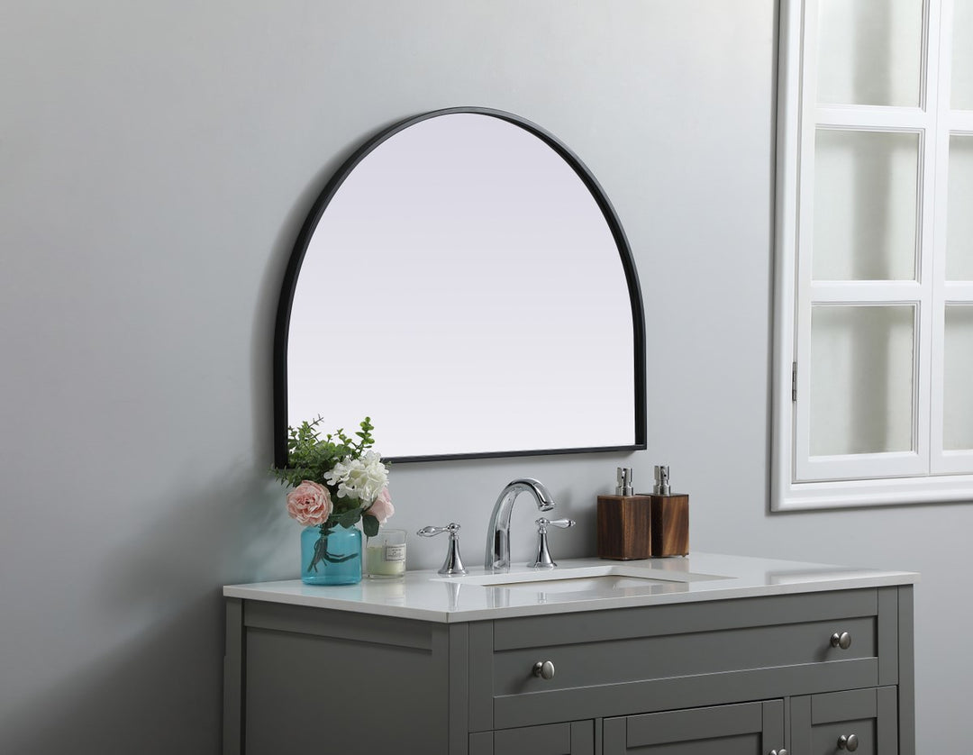Metal Frame Arch Mirror 33X24 Inch In Black