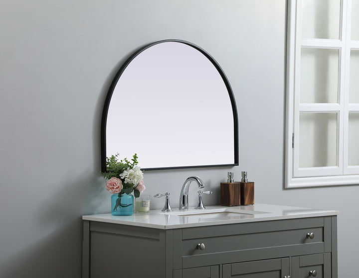 Metal Frame Arch Mirror 33X24 Inch In Black