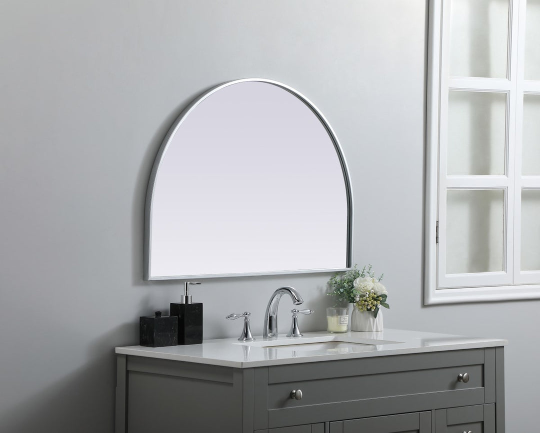 Metal Frame Arch Mirror 33X24 Inch In Silver
