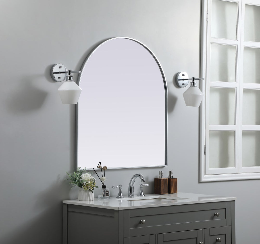 Metal Frame Arch Mirror 33X36 Inch In Silver