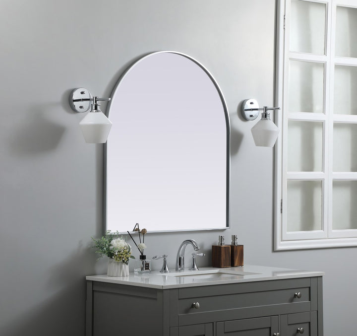 Metal Frame Arch Mirror 33X36 Inch In Silver