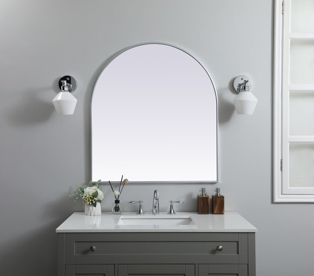 Metal Frame Arch Mirror 33X36 Inch In Silver