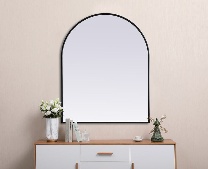 Metal Frame Arch Mirror 33X42 Inch In Black