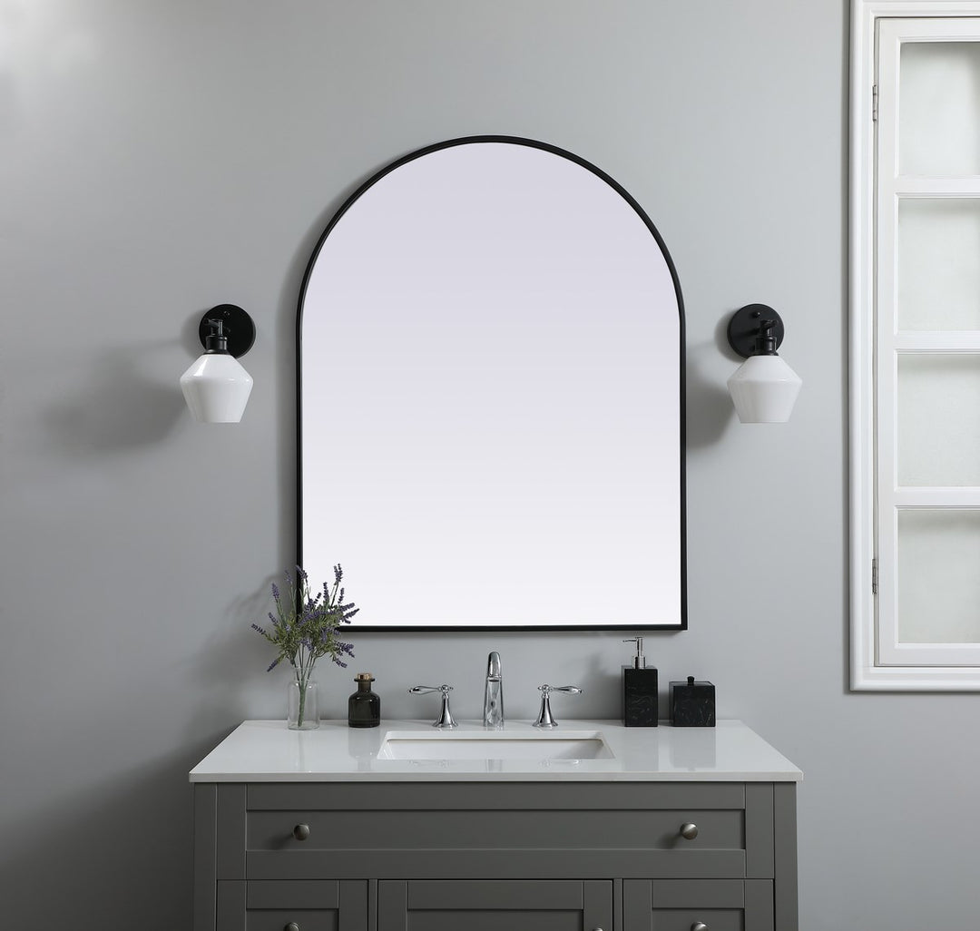 Metal Frame Arch Mirror 33X42 Inch In Black