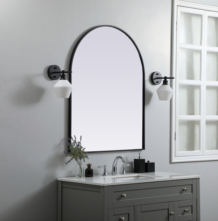 Metal Frame Arch Mirror 33X42 Inch In Black