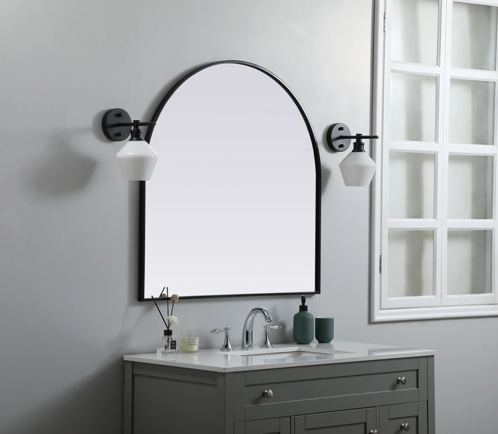 Metal Frame Arch Mirror 36X36 Inch In Black