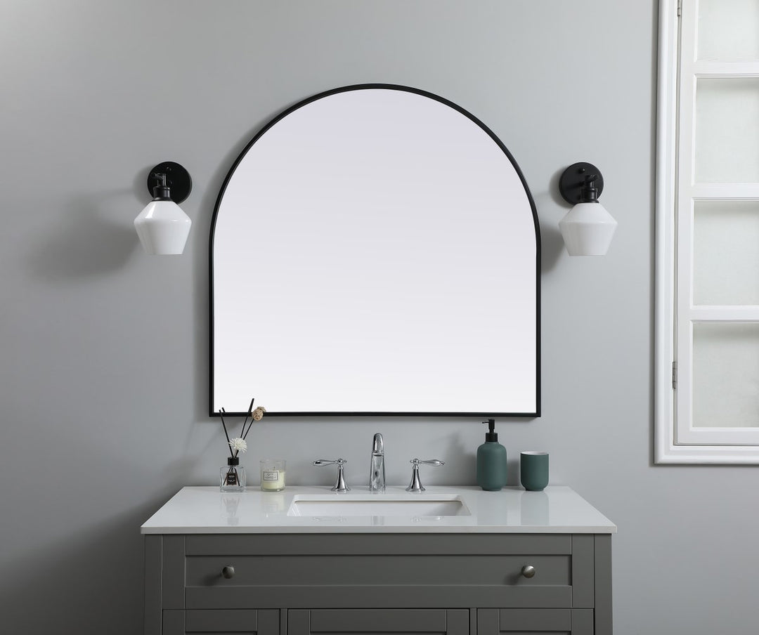 Metal Frame Arch Mirror 36X36 Inch In Black