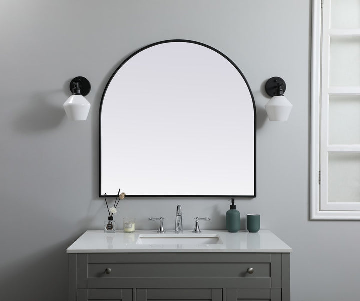 Metal Frame Arch Mirror 36X36 Inch In Black