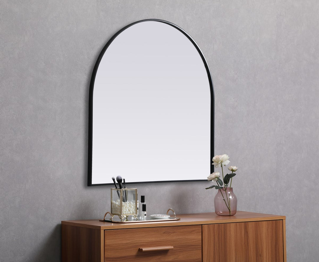 Metal Frame Arch Mirror 36X36 Inch In Black