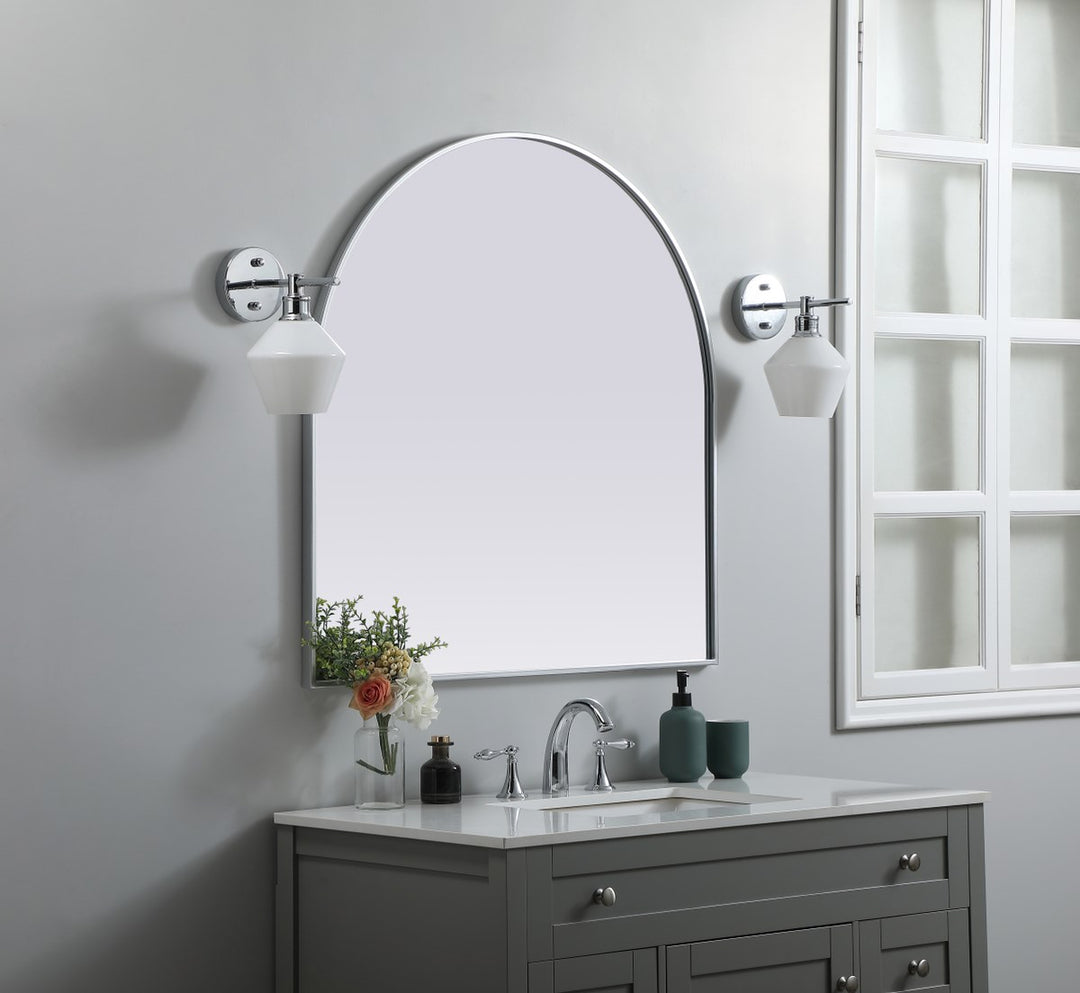 Metal Frame Arch Mirror 36X36 Inch In Silver