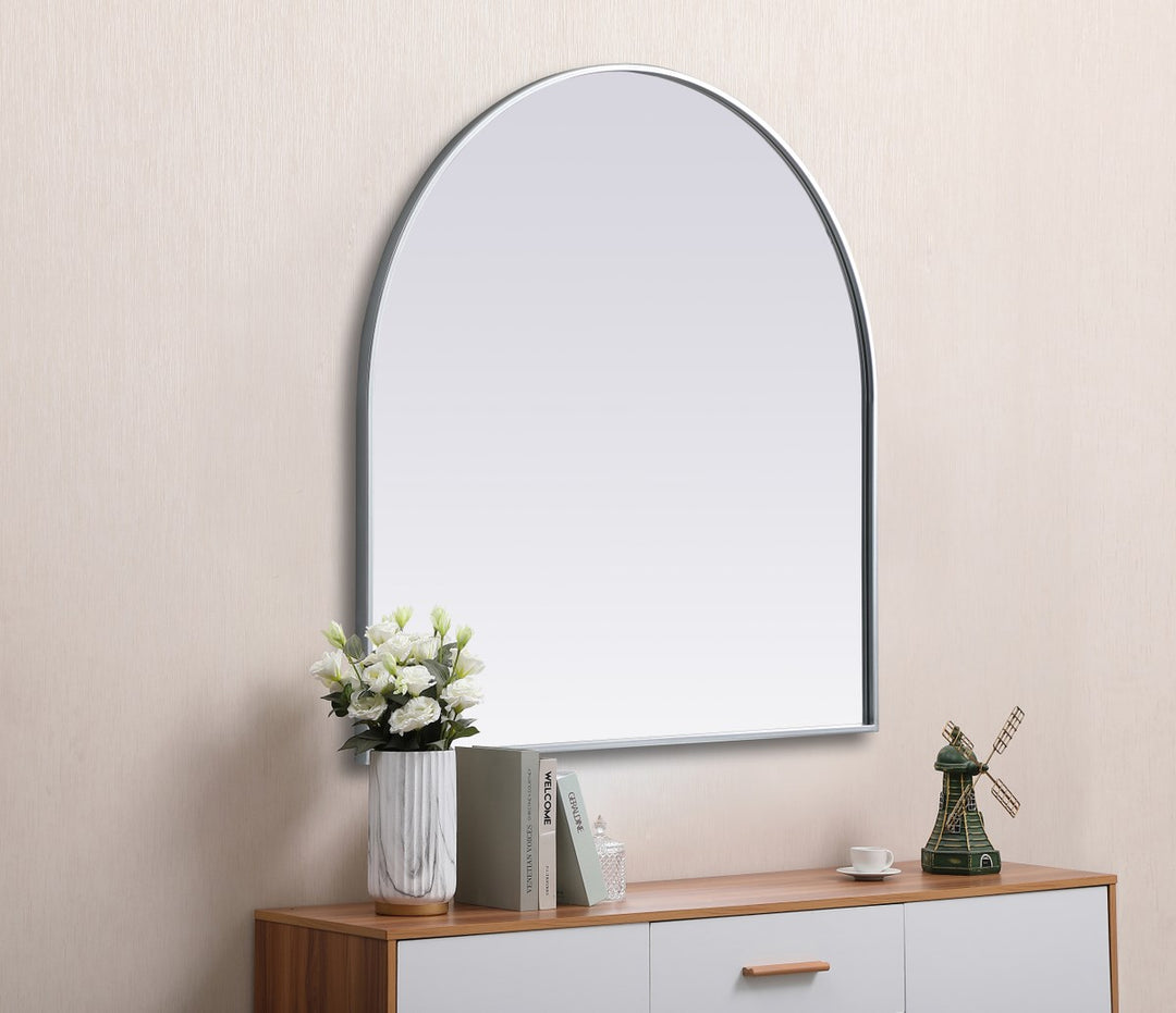 Metal Frame Arch Mirror 36X36 Inch In Silver