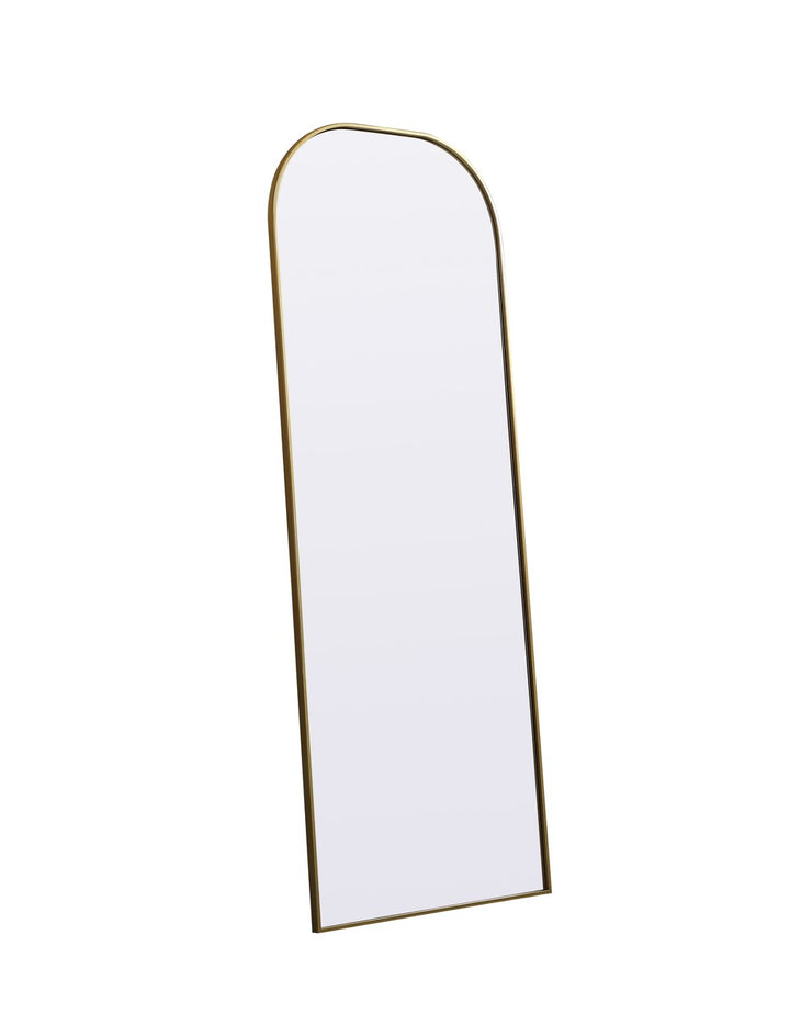 Metal Frame Arch Full Length Mirror 28X74 Inch In Brass