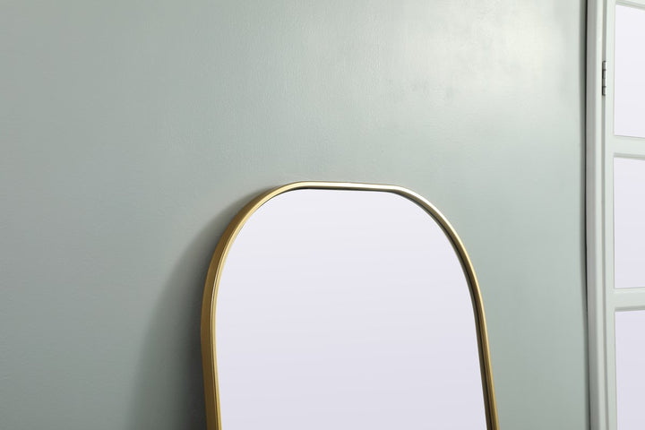 Metal Frame Arch Full Length Mirror 28X74 Inch In Brass