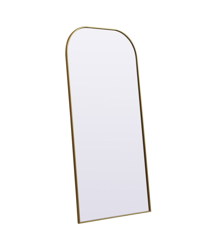 Metal Frame Arch Full Length Mirror 32X66 Inch In Brass