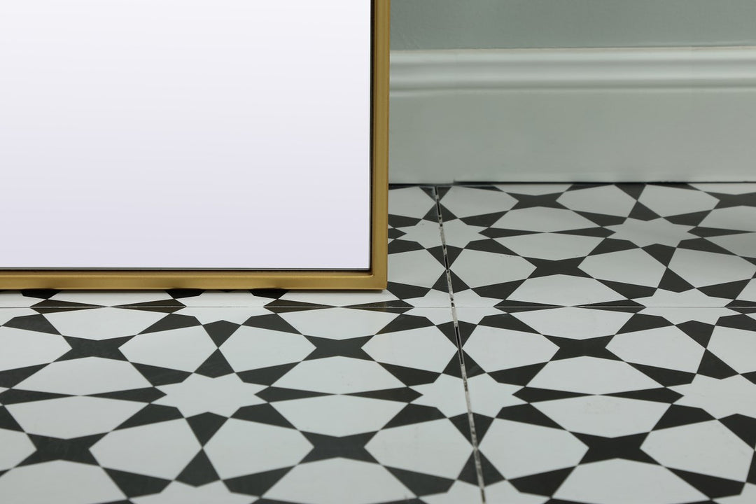 Metal Frame Arch Full Length Mirror 32X66 Inch In Brass