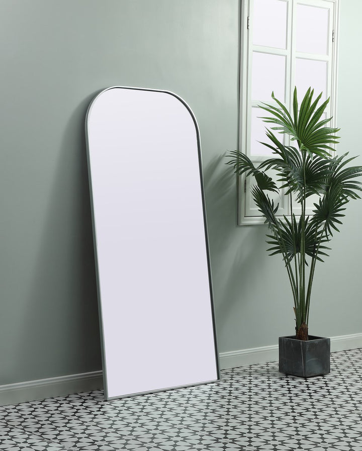 Metal Frame Arch Full Length Mirror 32X66 Inch In Silver