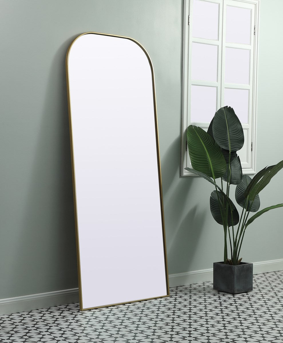 Metal Frame Arch Full Length Mirror 32X76 Inch In Brass