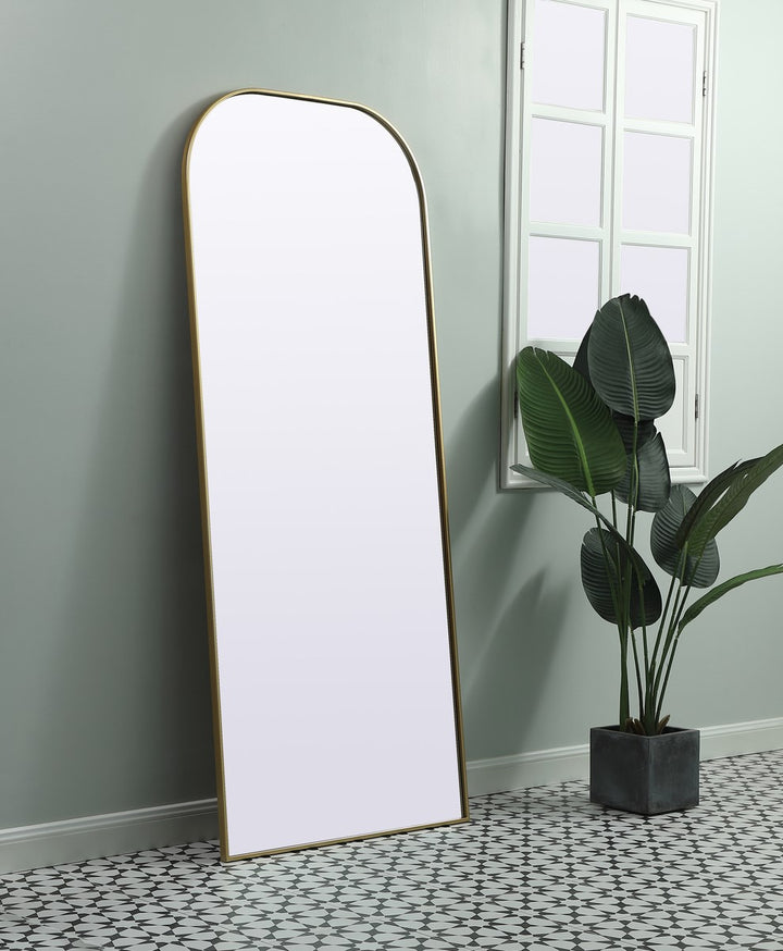 Metal Frame Arch Full Length Mirror 32X76 Inch In Brass