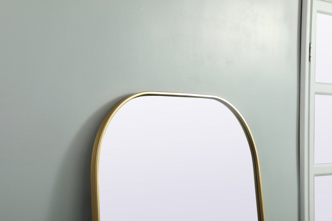 Metal Frame Arch Full Length Mirror 32X76 Inch In Brass