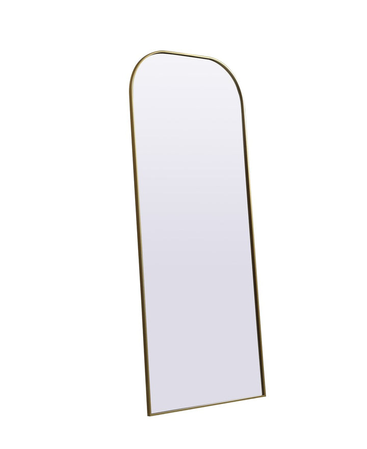 Metal Frame Arch Full Length Mirror 32X76 Inch In Brass