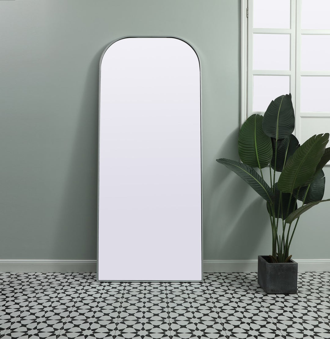 Metal Frame Arch Full Length Mirror 32X76 Inch In Silver