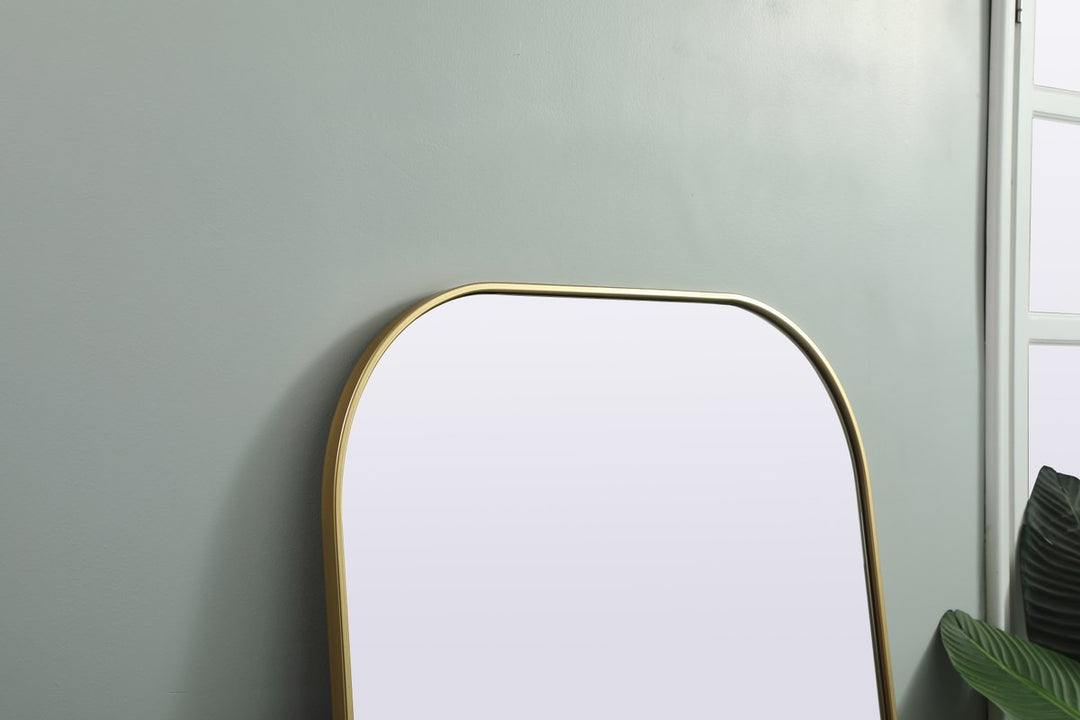 Metal Frame Arch Full Length Mirror 35X66 Inch In Brass