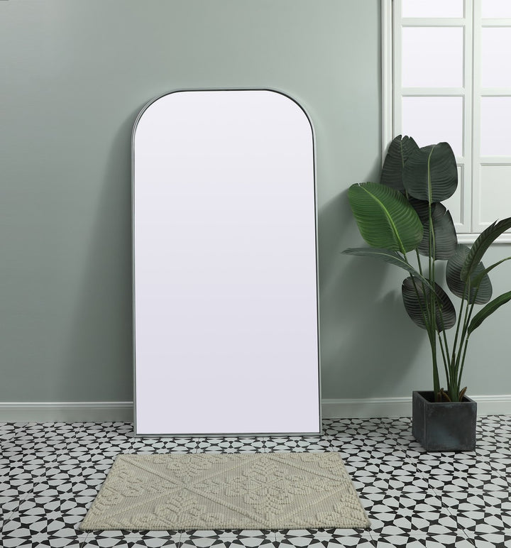 Metal Frame Arch Full Length Mirror 35X66 Inch In Silver