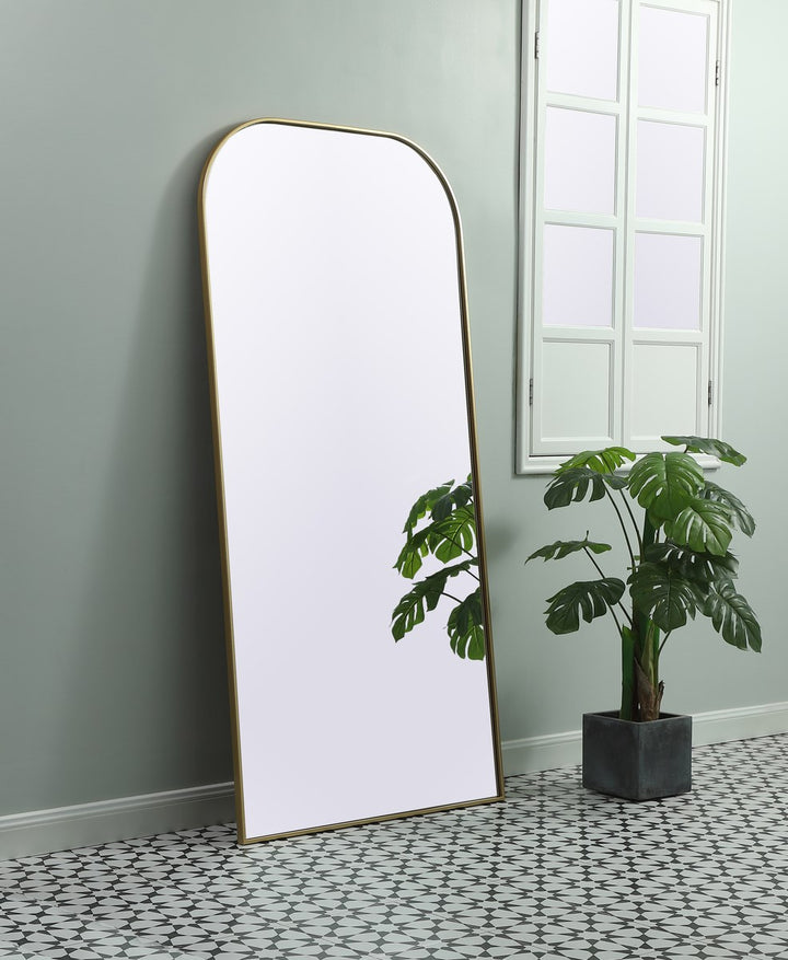 Metal Frame Arch Full Length Mirror 35X72 Inch In Brass