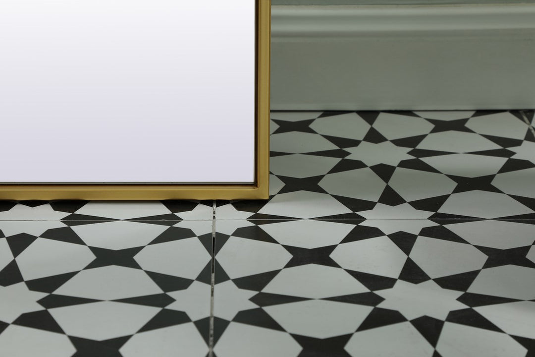 Metal Frame Arch Full Length Mirror 35X72 Inch In Brass