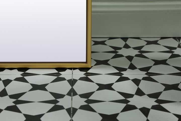 Metal Frame Arch Full Length Mirror 35X72 Inch In Brass