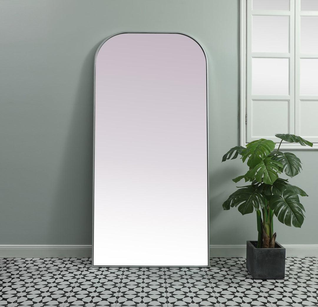 Metal Frame Arch Full Length Mirror 35X72 Inch In Silver