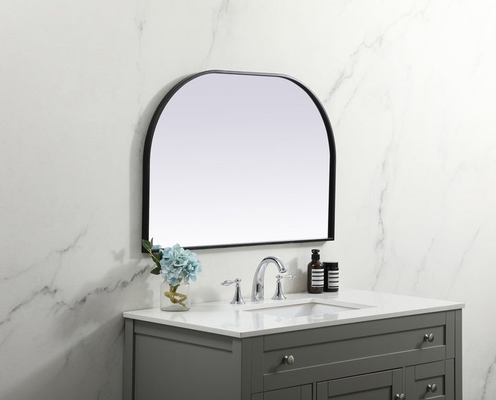 Metal Frame Arch Mirror 36X24 Inch In Black