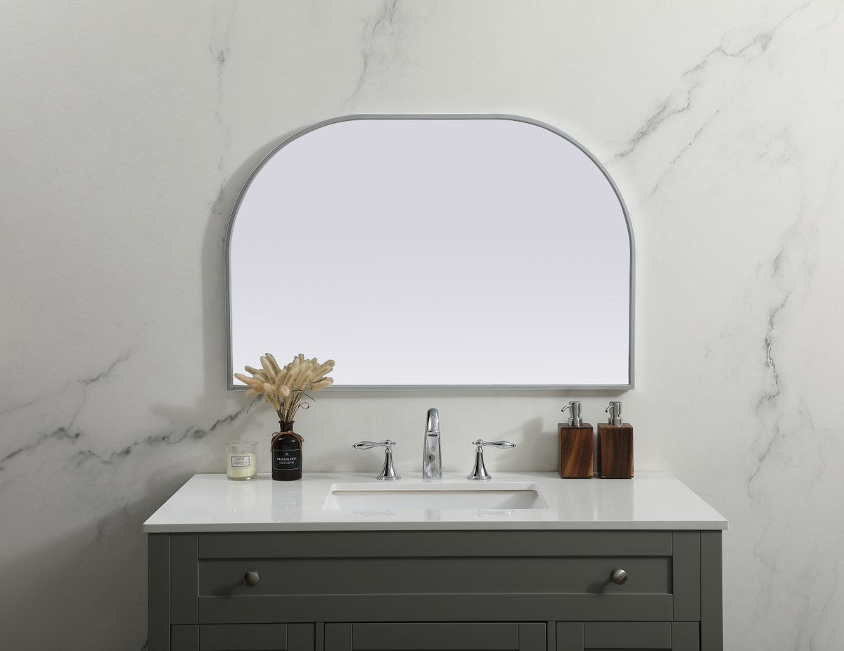 Metal Frame Arch Mirror 36X24 Inch In Silver