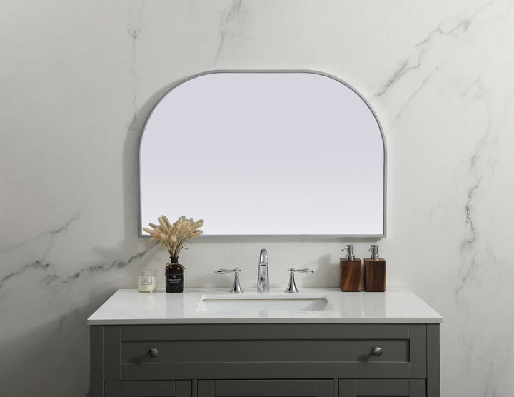 Metal Frame Arch Mirror 36X24 Inch In Silver
