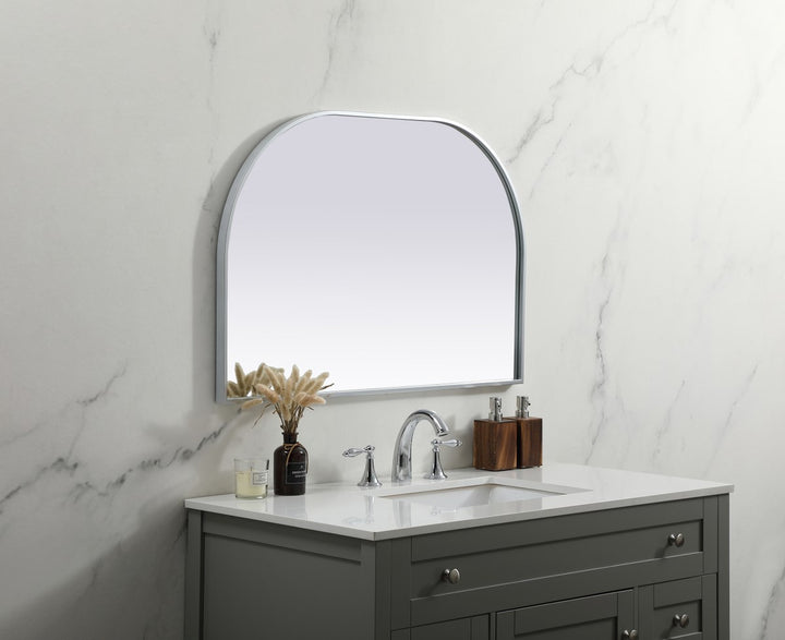 Metal Frame Arch Mirror 36X24 Inch In Silver