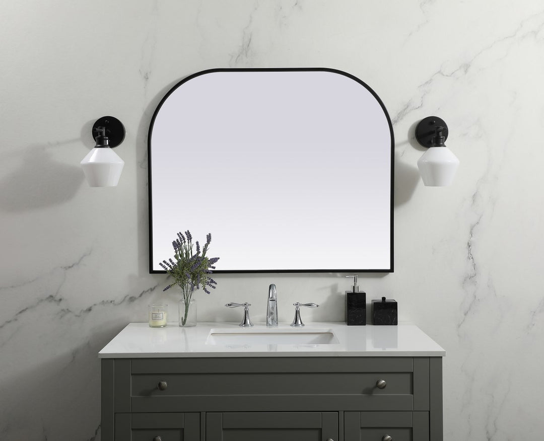 Metal Frame Arch Mirror 36X30 Inch In Black